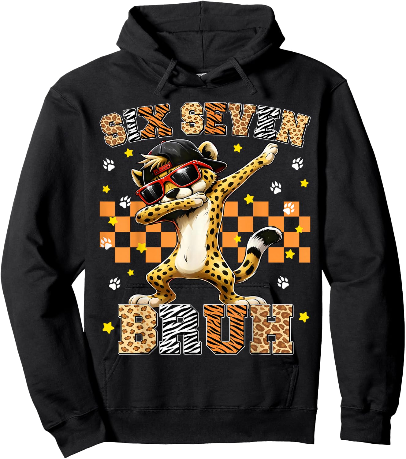 Bruh Funny Dabbing Cheetah Leopard Birthday Boy Toddler Kid Hoodie - Hoodie | Black