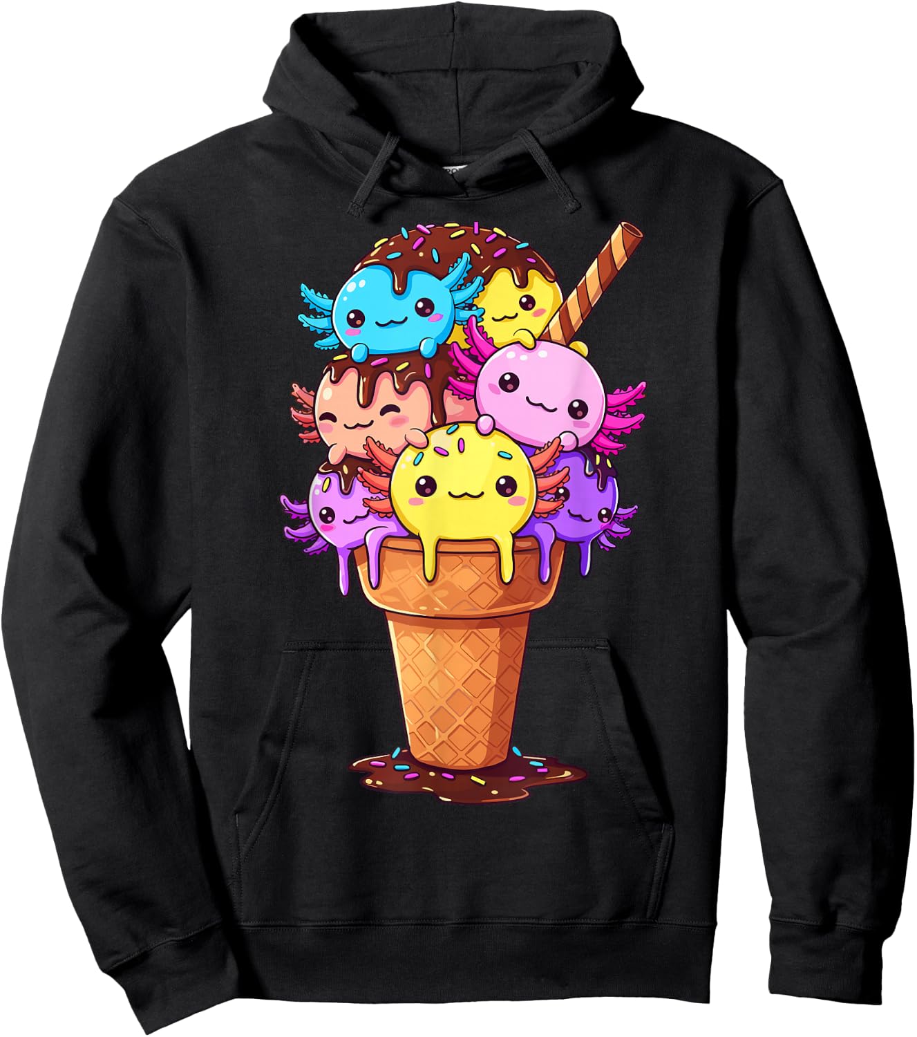 Axolotls Ice Cream Funny Axolotl Hoodie - Hoodie | Black