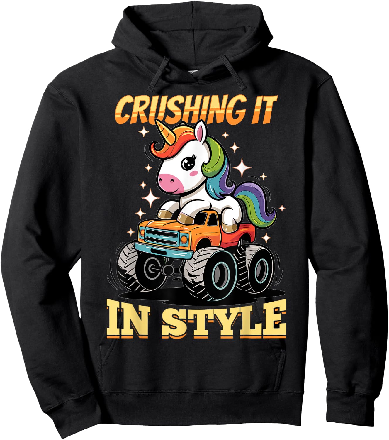 Cute Monster Truck Unicorn Rainbows Hoodie - Hoodie | Black