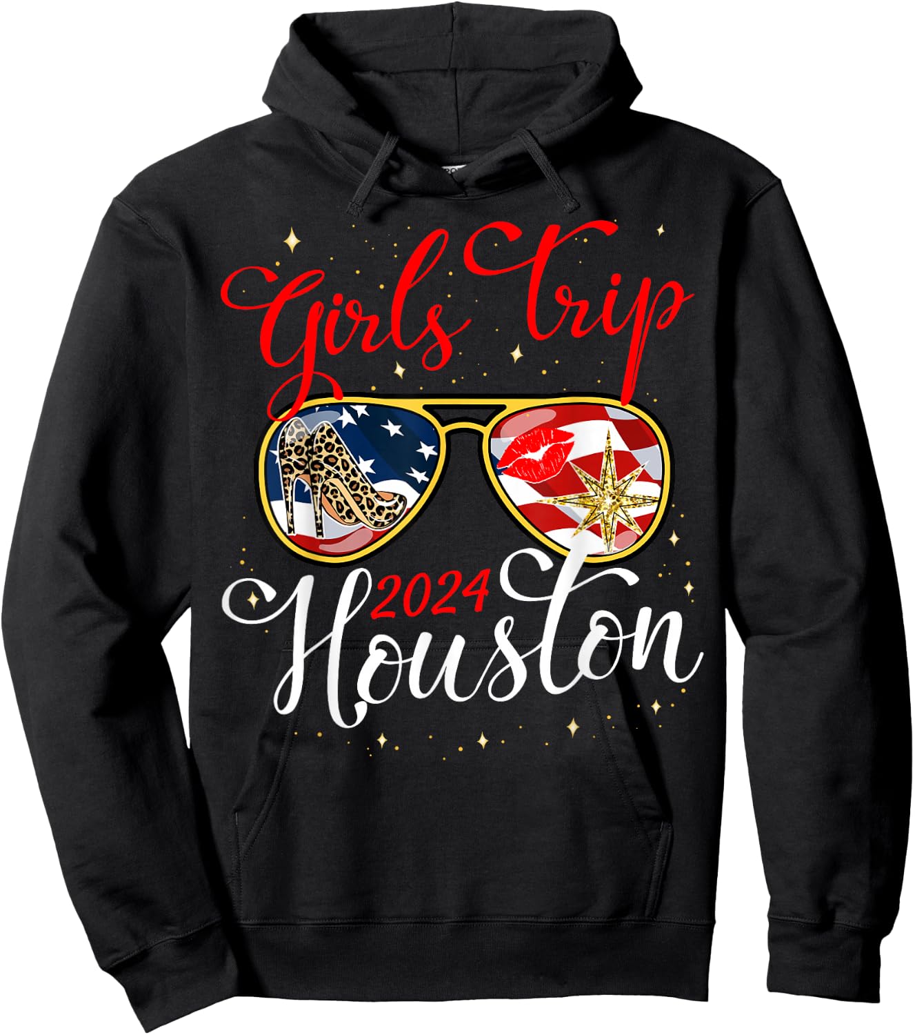 Girls Trip Houston 2024 Shirts Women Weekend Birthday Squad Hoodie - Hoodie | Black
