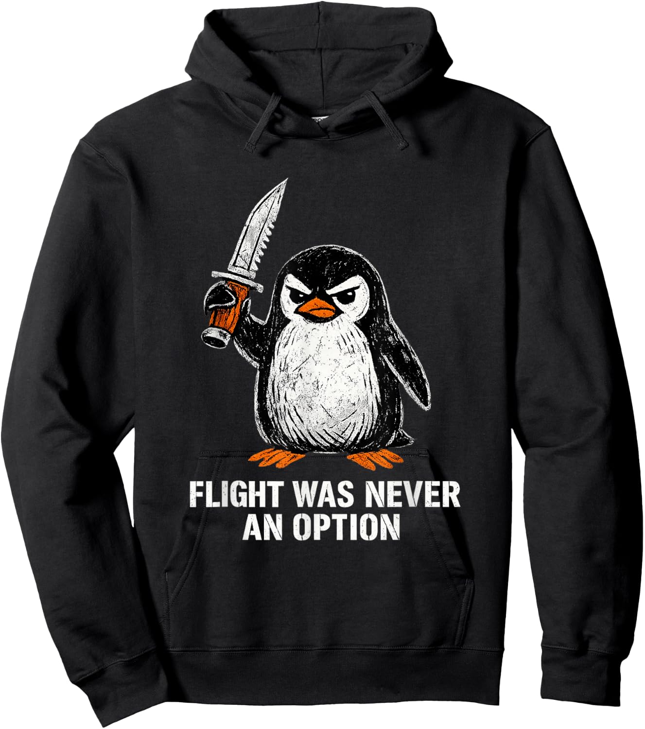 Flight was Never an Option Funny Humor Penguin Hoodie - Hoodie | Black