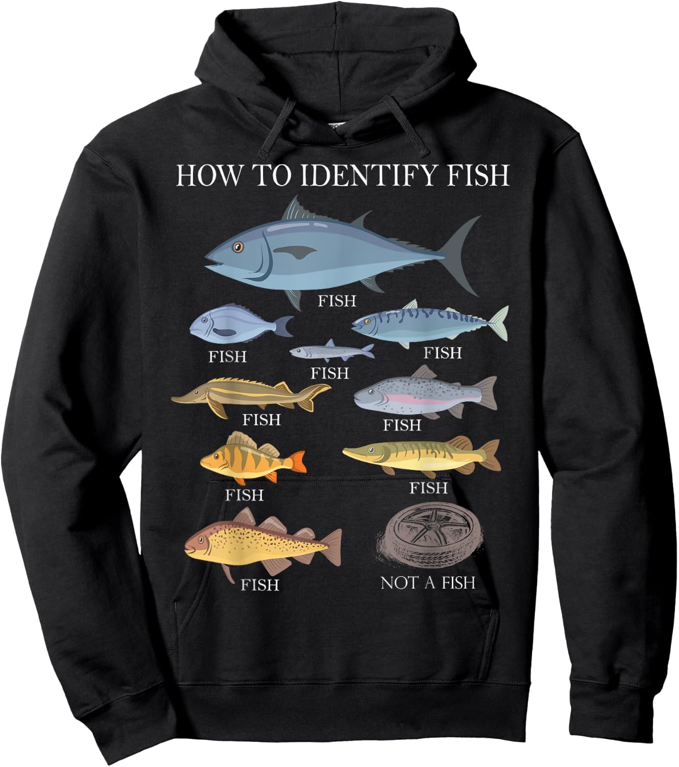 How to Identify Fish Graphic Funny Fishing Hoodie - Hoodie | Black