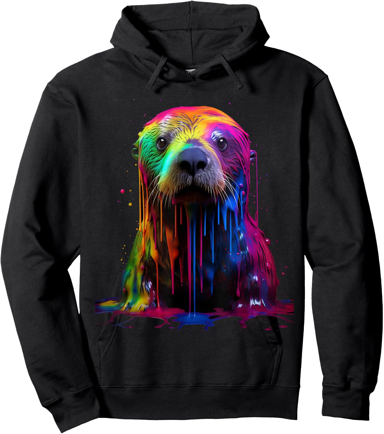 Rainbow Sea Otter Paint Hoodie - Hoodie | Black