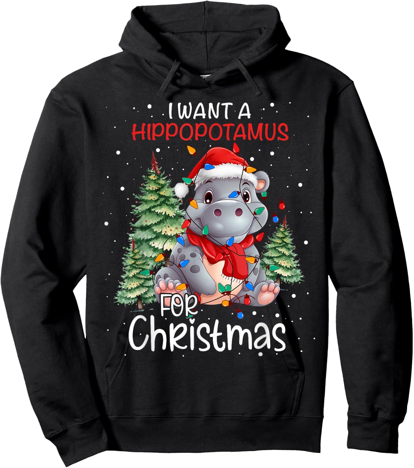 I Want A Hippopotamus For Christmas Xmas Hippo for Kid Women Hoodie - Hoodie | Black
