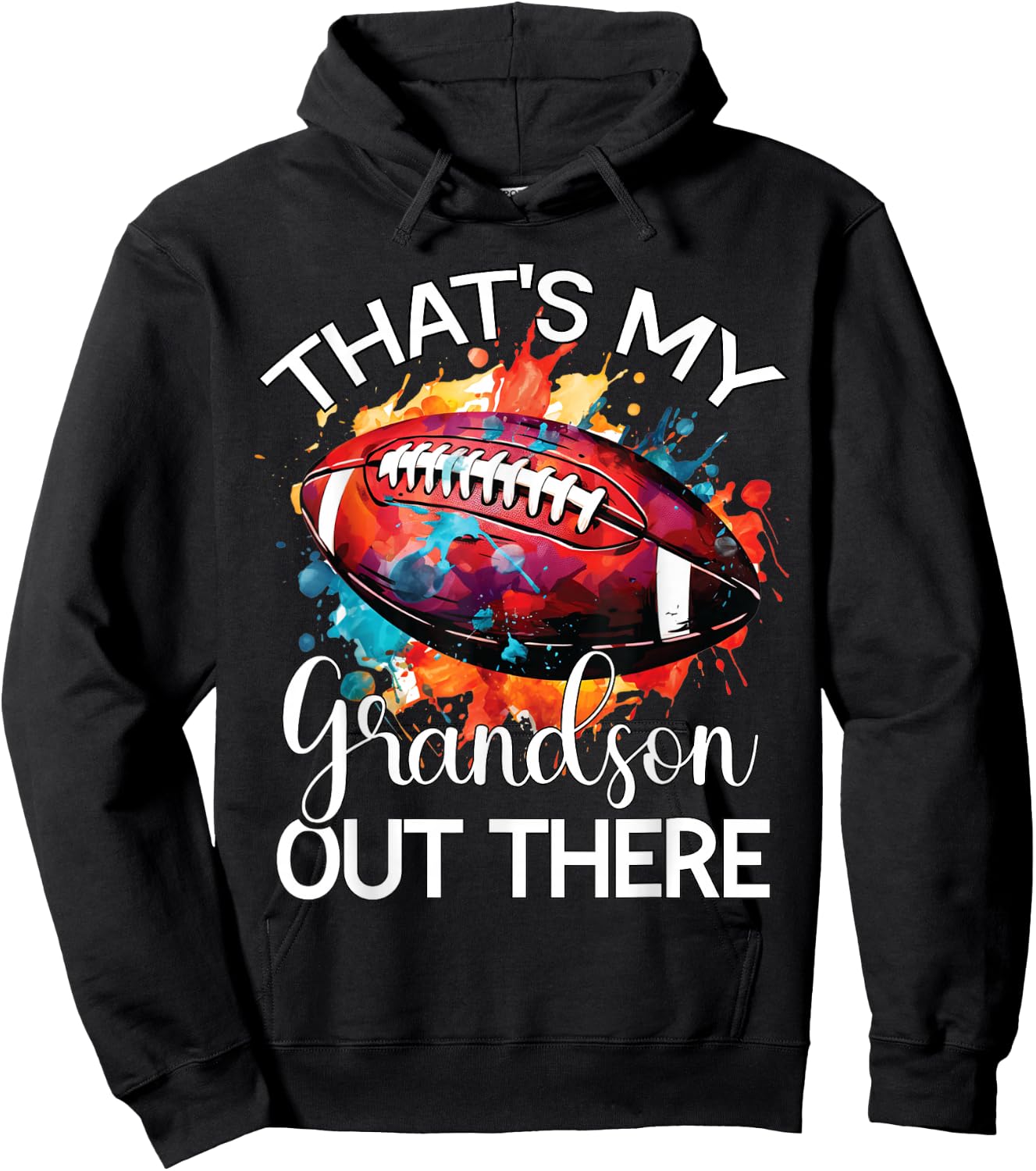That's My Grandson Out There Football Grandma Grandpa Hoodie - Hoodie | Black