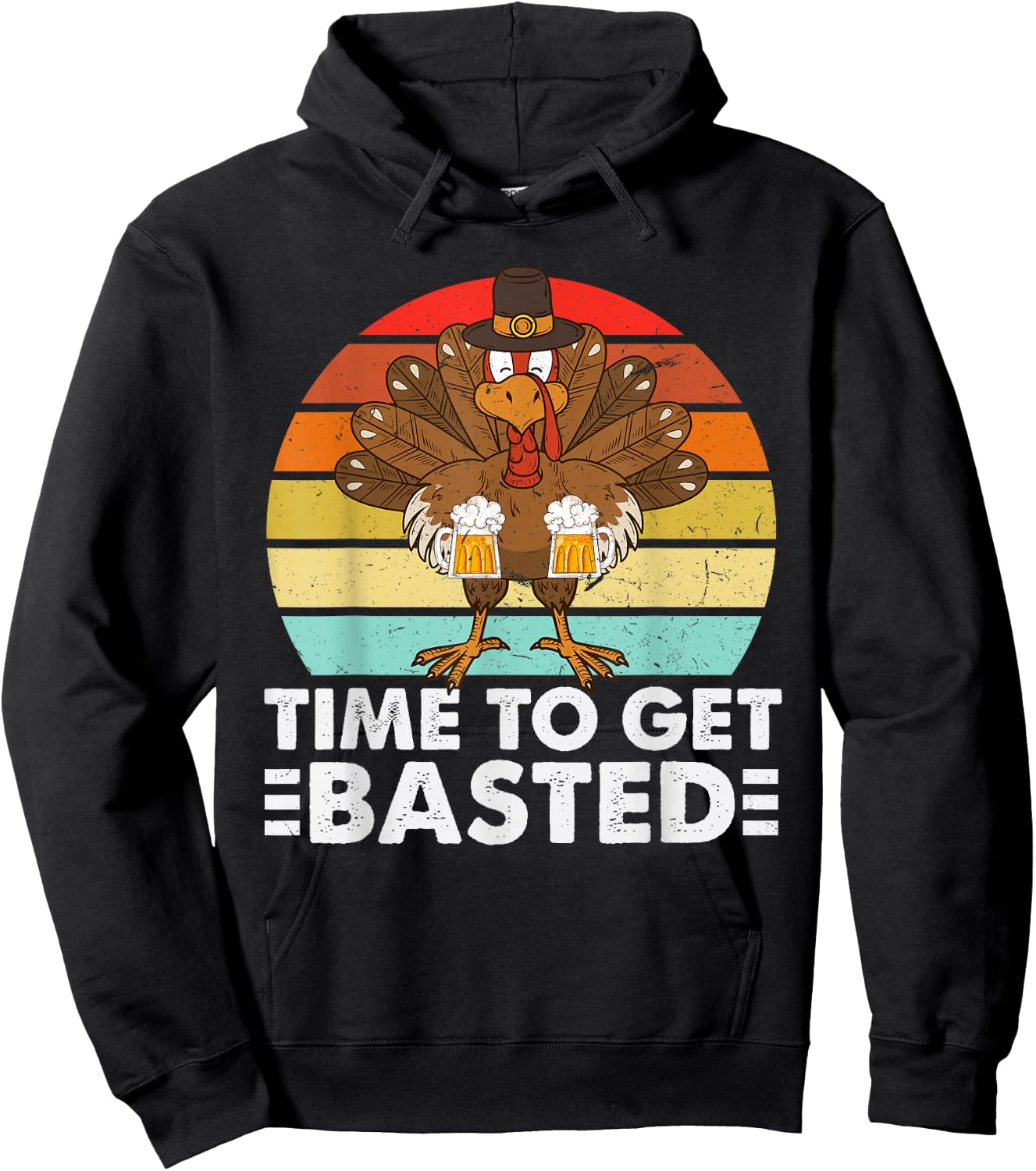 Time to Get Basted Thanksgiving Men Time to Get Basted Hoodie - Hoodie | Black