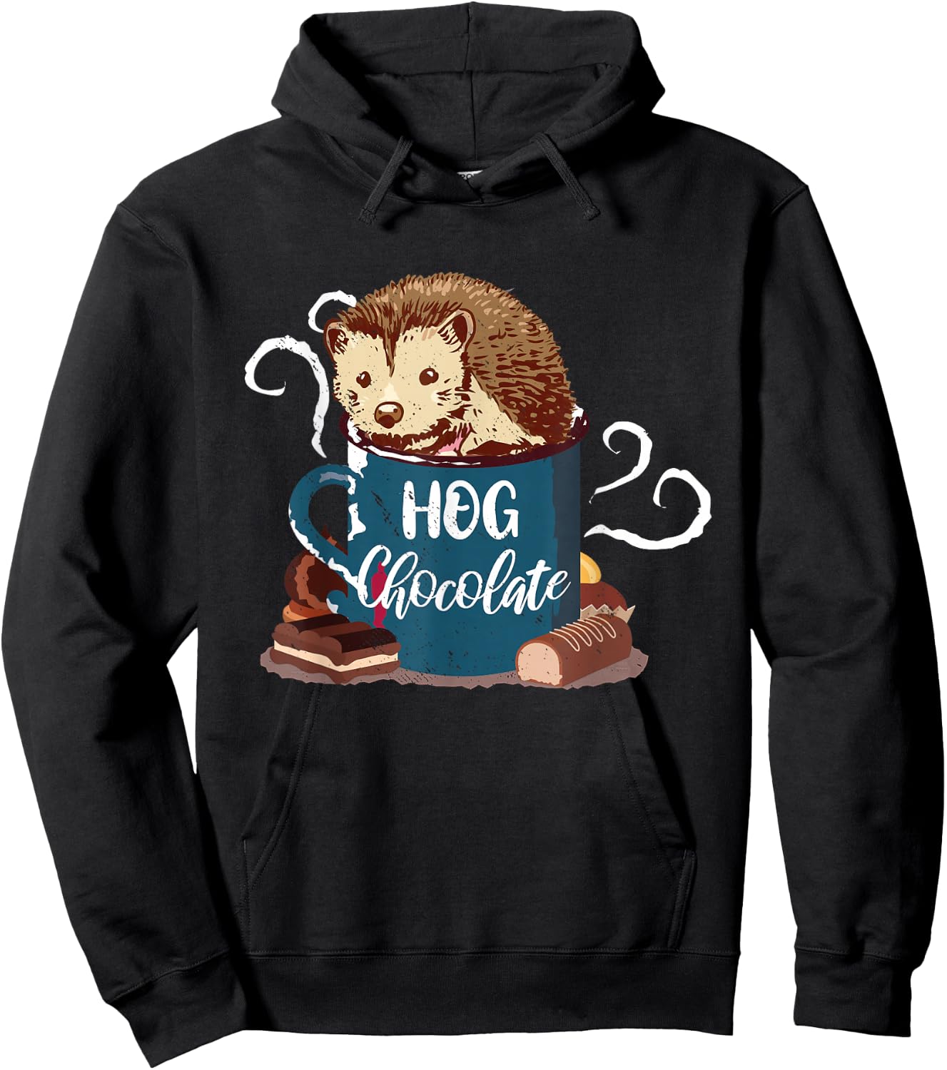 Hedgehog Hot Chocolate Porcupine Hedgehog Forest Animal Hoodie - Hoodie | Black
