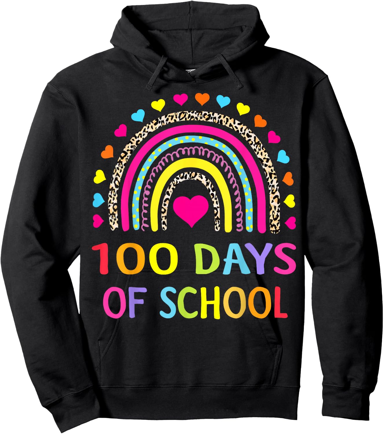 Cute 100 Days of School Rainbow 100th Day of School Hoodie - Hoodie | Black