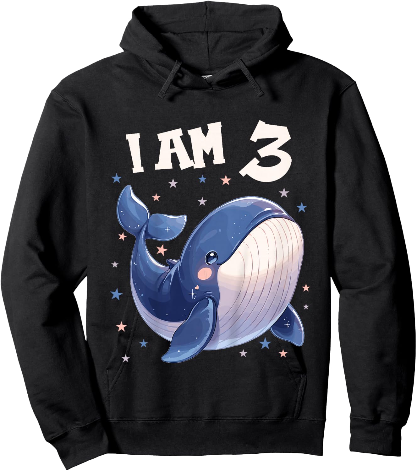 Kids 3 Years old 3 birthday Blue Whales Boy Girl Blue Whale Hoodie - Hoodie | Black