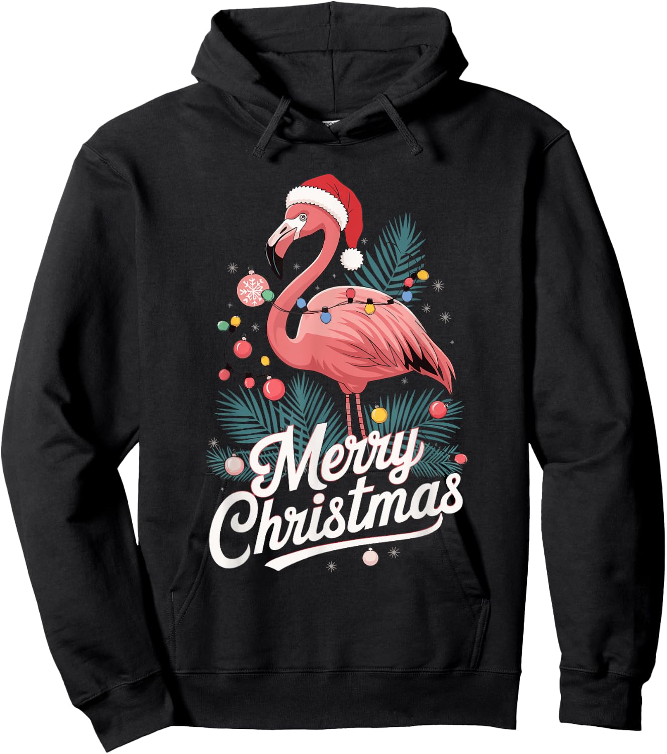 Merry Christmas Christmas Flamingo Hoodie - Hoodie | Black