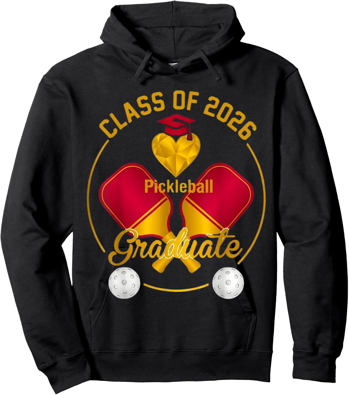 Class of 2026 Pickleball Graduate Celebration Apparel Hoodie - Hoodie | Black