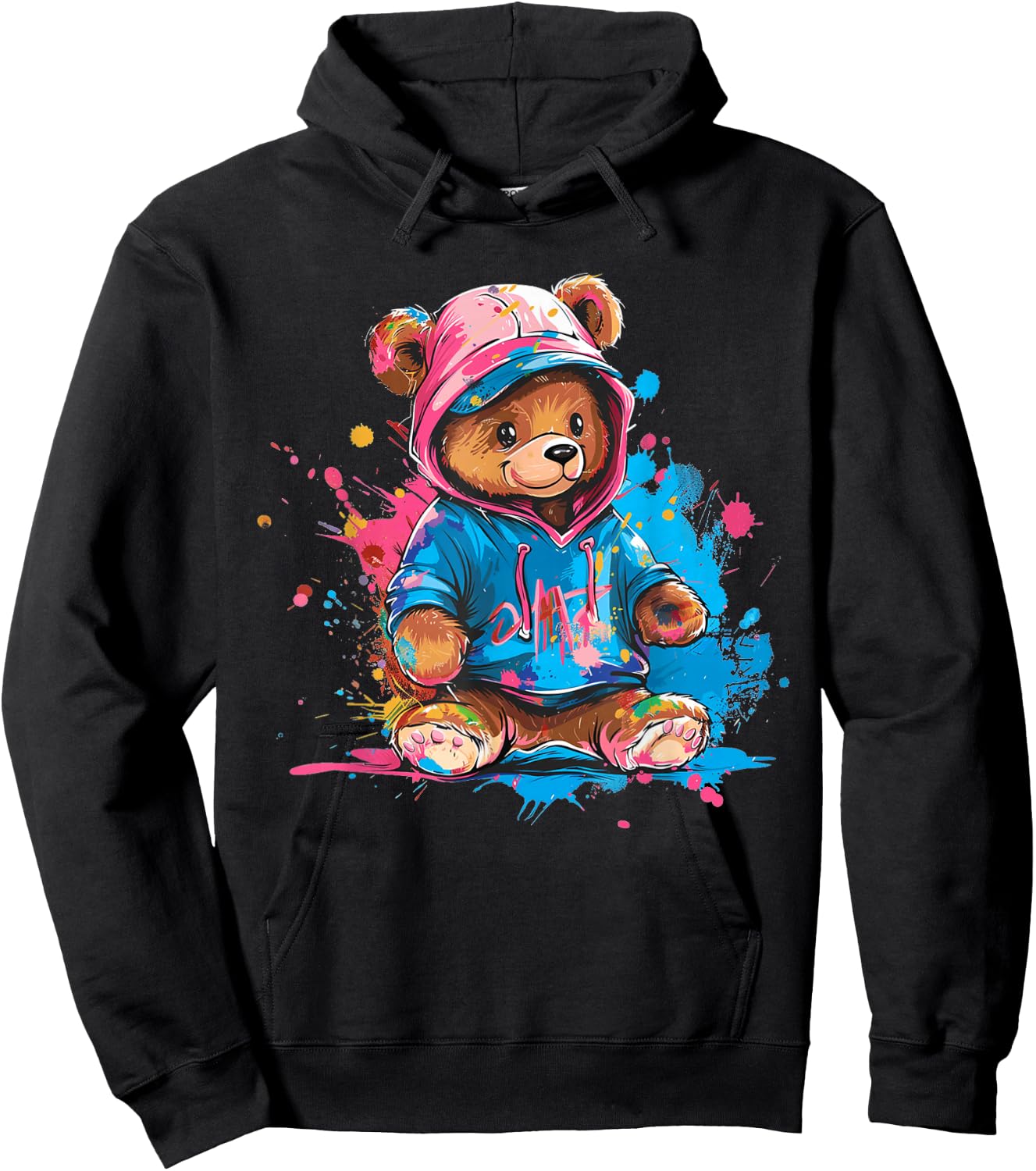 Colourful Teddy Bear Men's Women's Children's , black Hoodie - Hoodie | Black