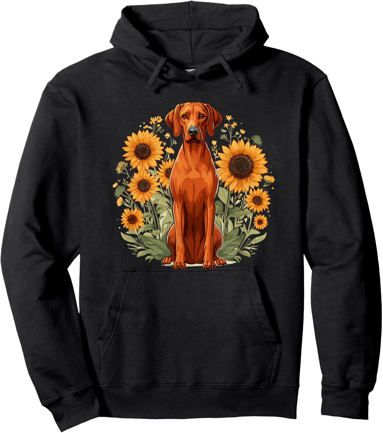 Cute Sunflowers Funny Rhodie Dog Lover Hoodie - Hoodie | Black