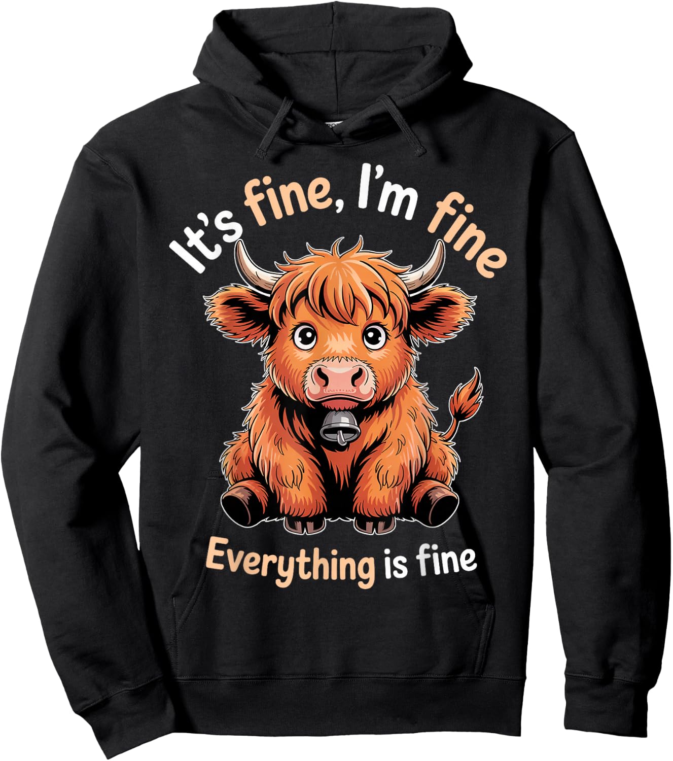 It's Fine Farm Farmer Scottish Highland Cows Hoodie - Hoodie | Black