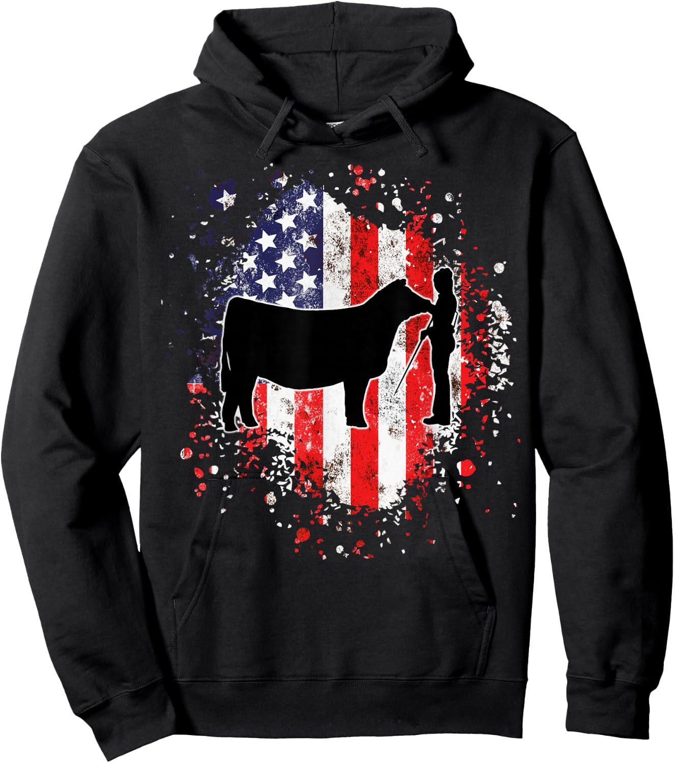 Patriotic Showmanship Girl and Show Stock Steer Hoodie - Hoodie | Black