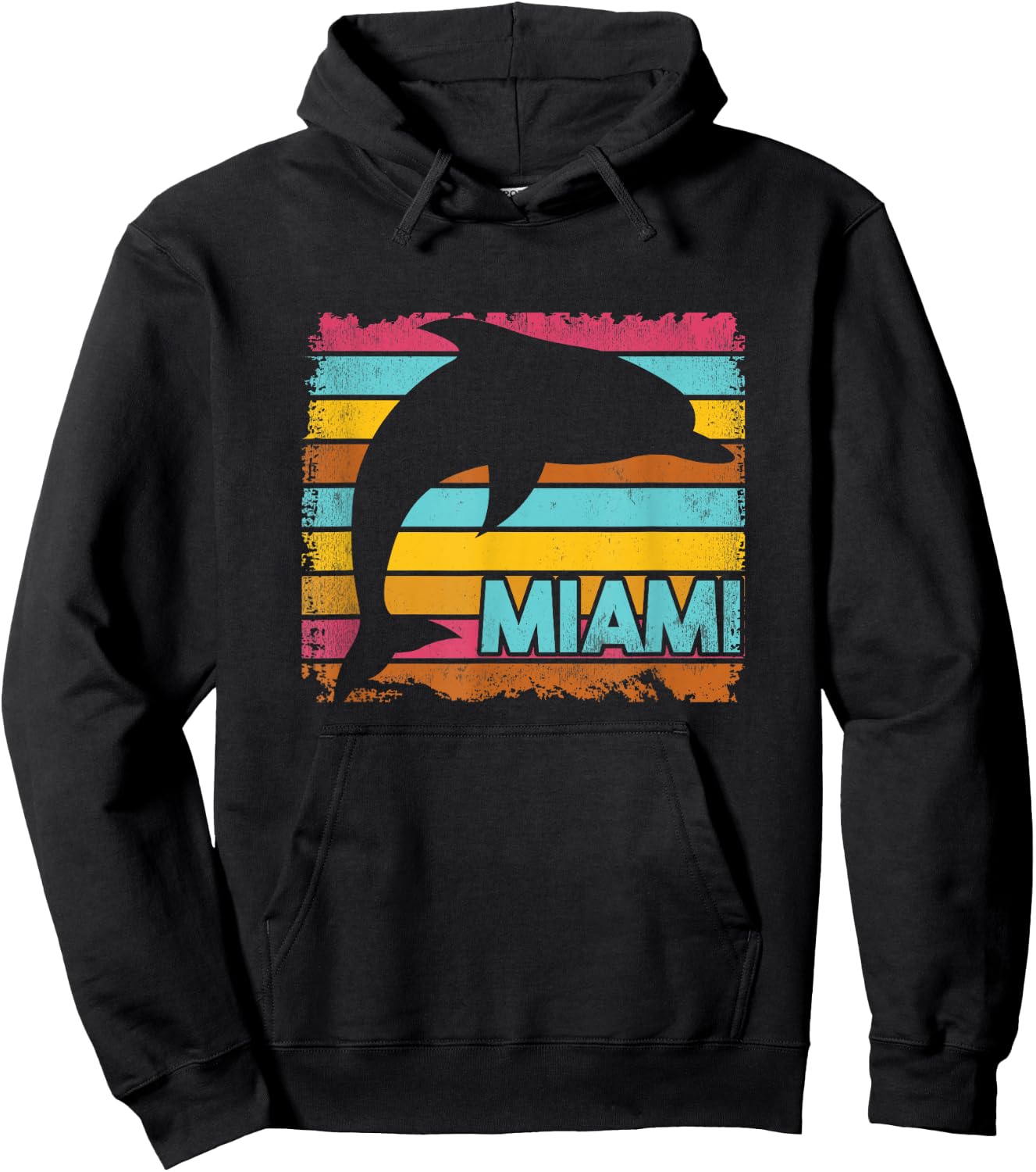 Miami Resident Vintage Dolphin Silhouette Souvenir Gift Hoodie - Hoodie | Black