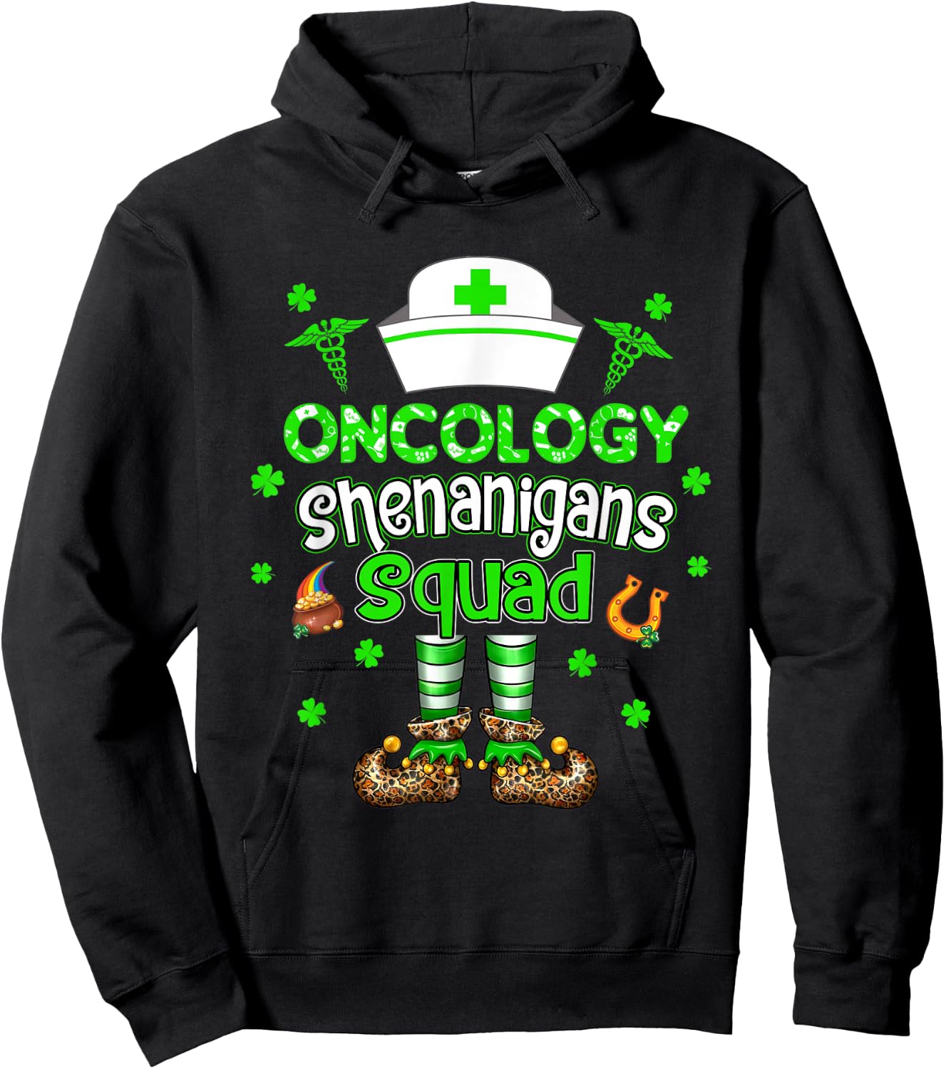 Oncology Shenanigans Squad Nurse St Patricks Day Hoodie - Hoodie | Black