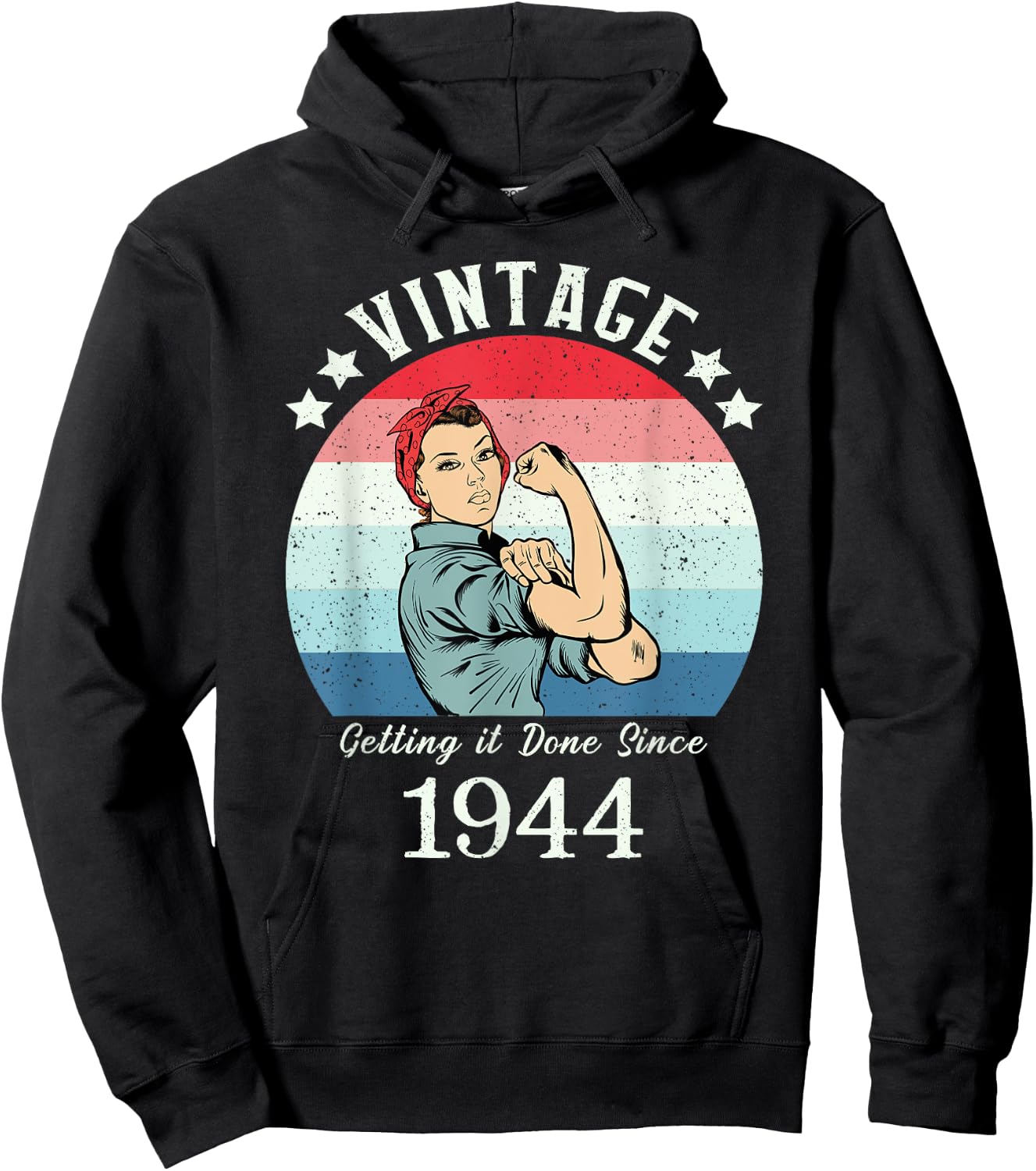 Vintage 1944 Strong Rosie Birthday Gifts Hoodie - Hoodie | Black