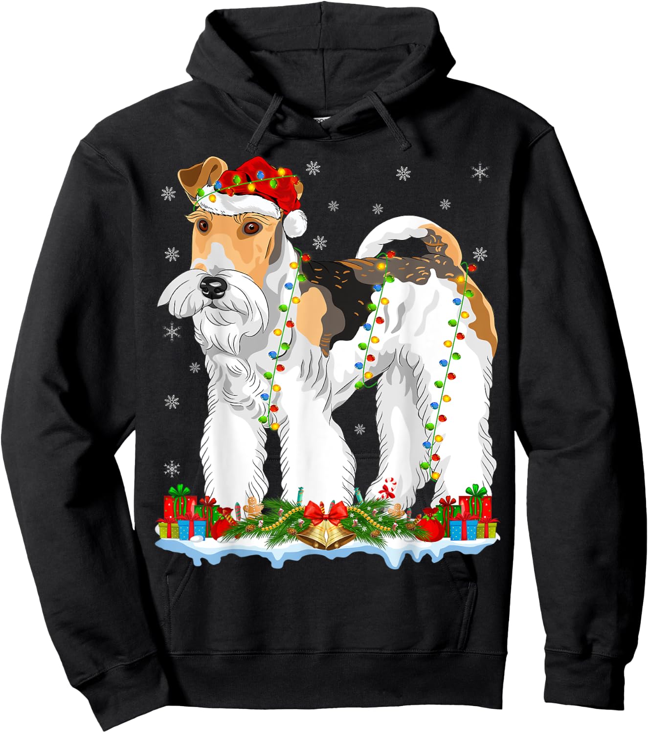 Wire Fox Terrier Dog Xmas Lights Wire Fox Terrier Christmas Hoodie - Hoodie | Black