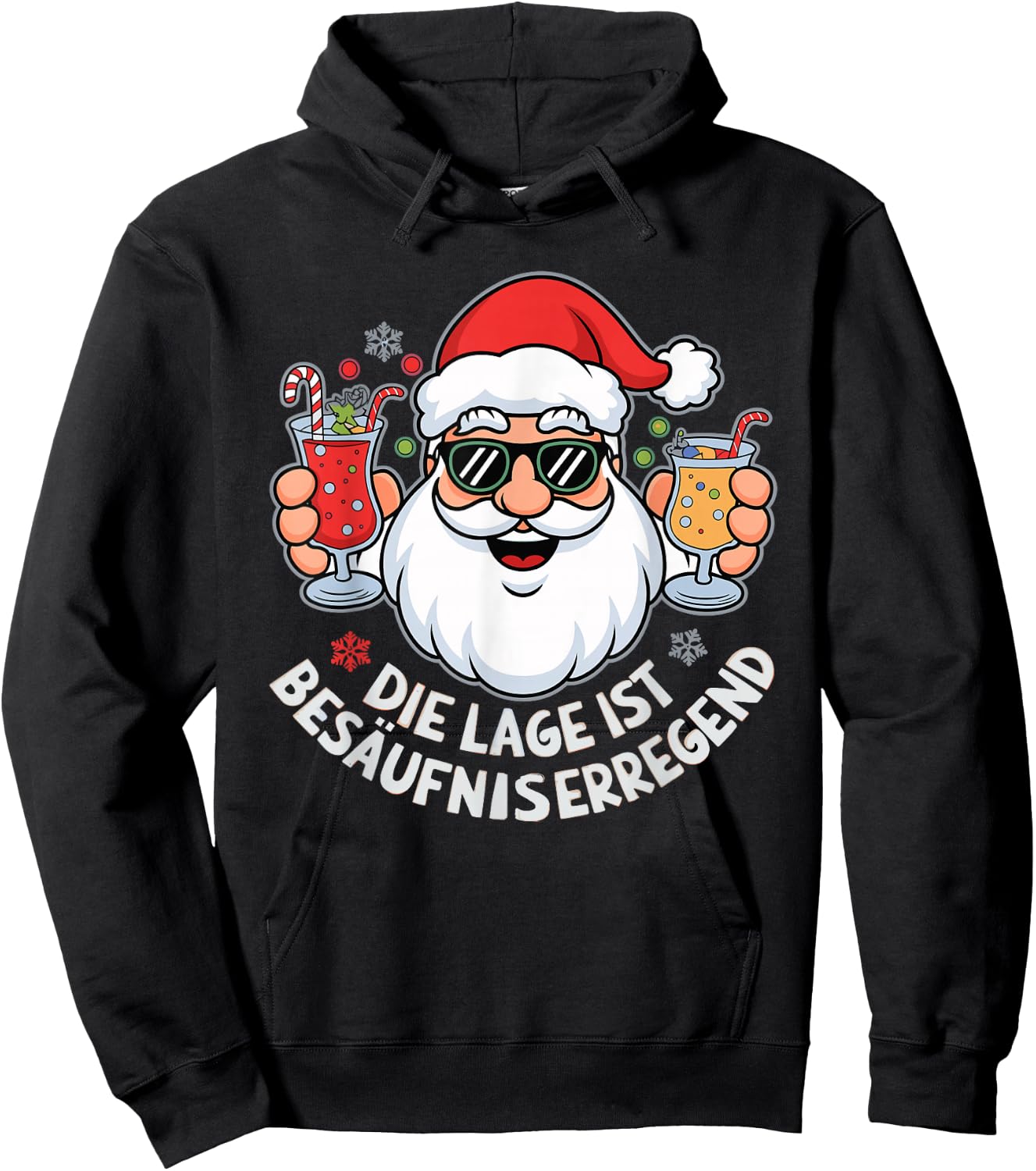 with German Text "Die Lage Ist Besäufniserregend Christmas", black Hoodie - Hoodie | Black