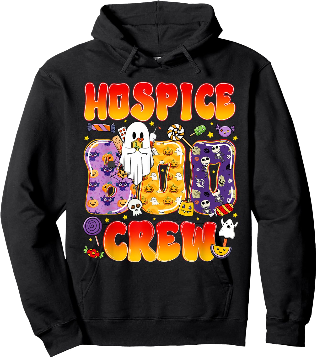 Hospice Boo Crew Hospice Nurse Funny Halloween Hoodie - Hoodie | Black