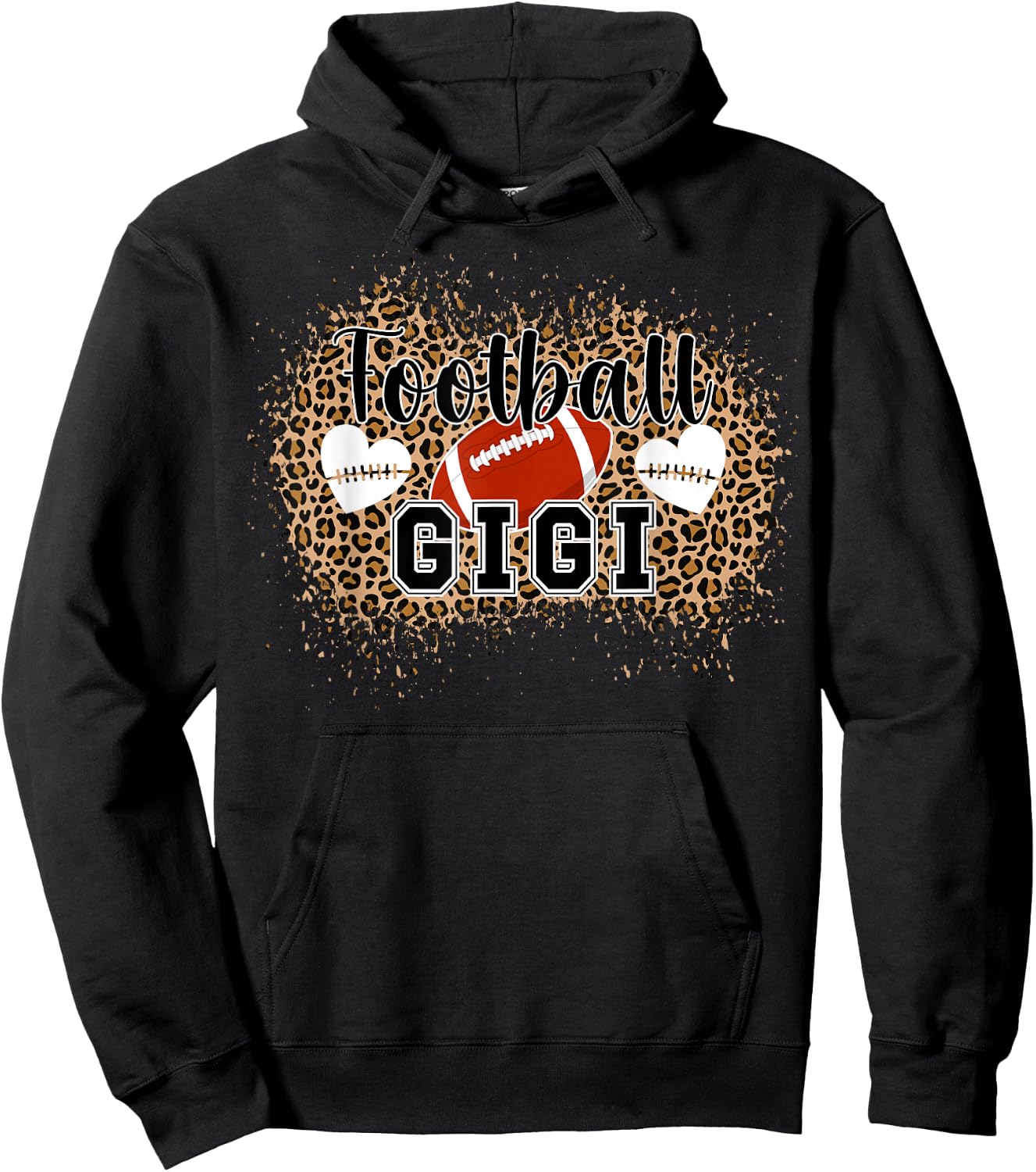 Football Gigi Leopard Grandma Gigi Of A Football Player Hoodie - Hoodie | Black