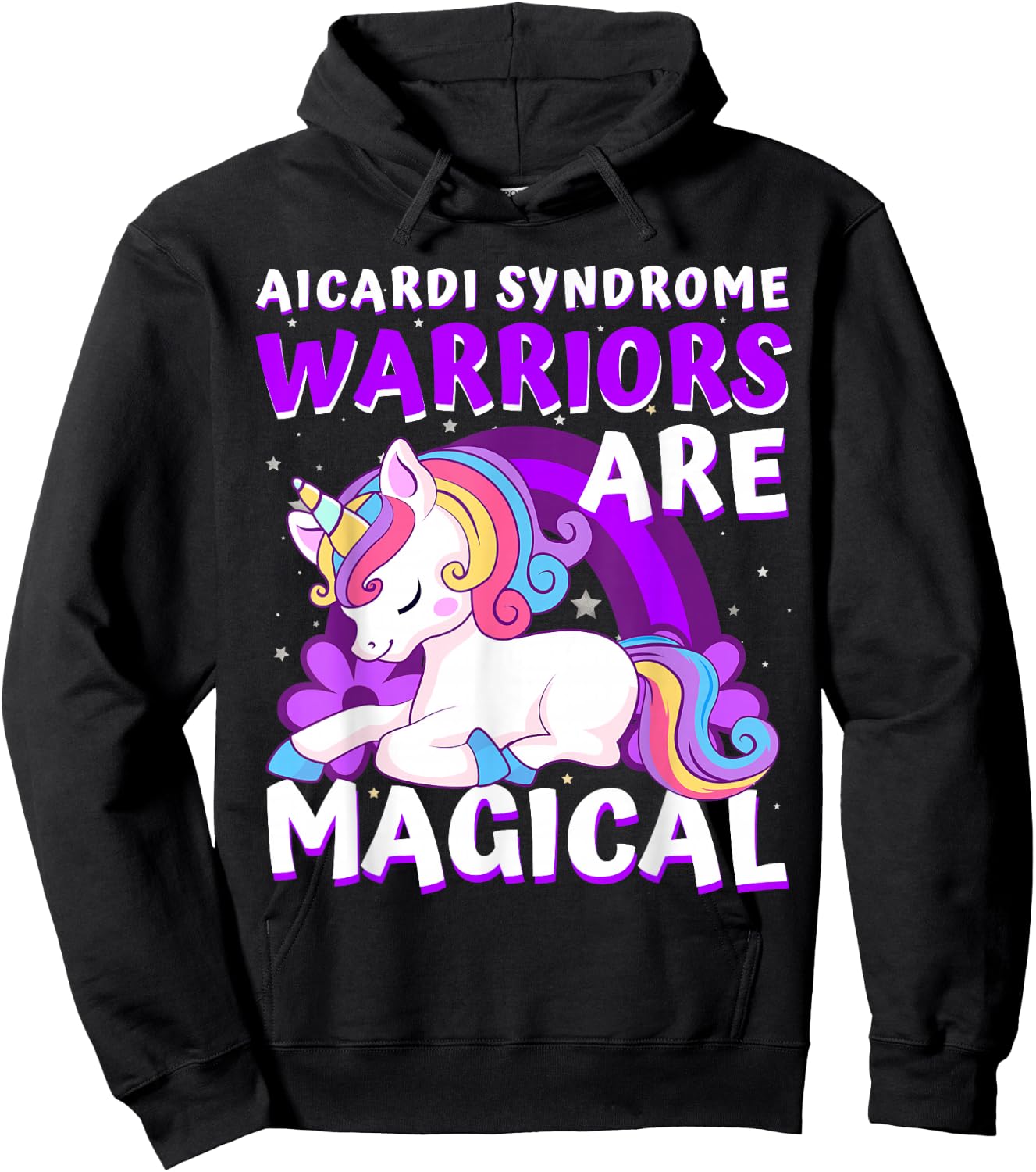 Warriors Magical Aicardi Syndrome Awareness Unicorn Purple Hoodie - Hoodie | Black