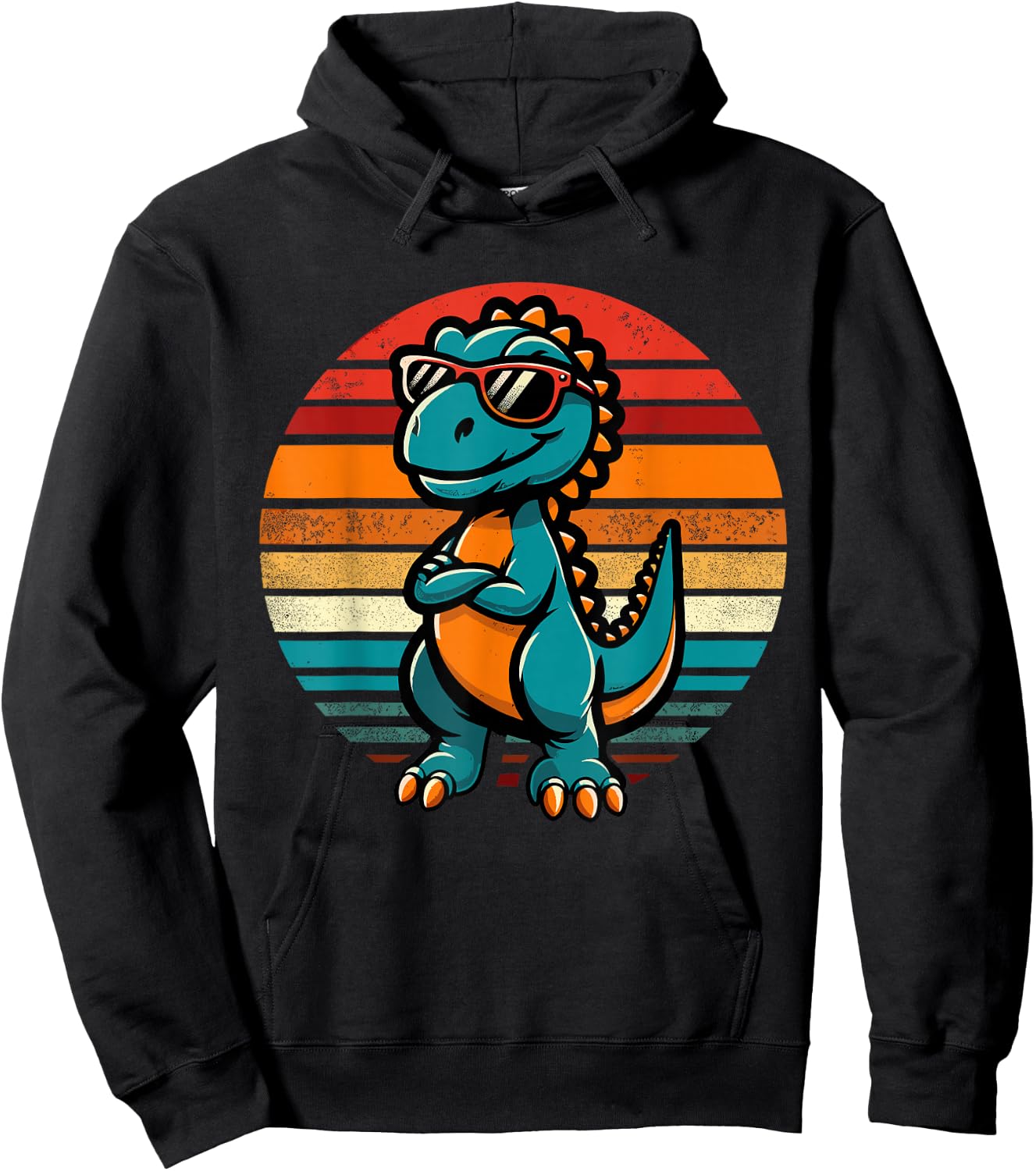 Funny Dinosaur T-Rex Retro Dinosaur Hoodie - Hoodie | Black