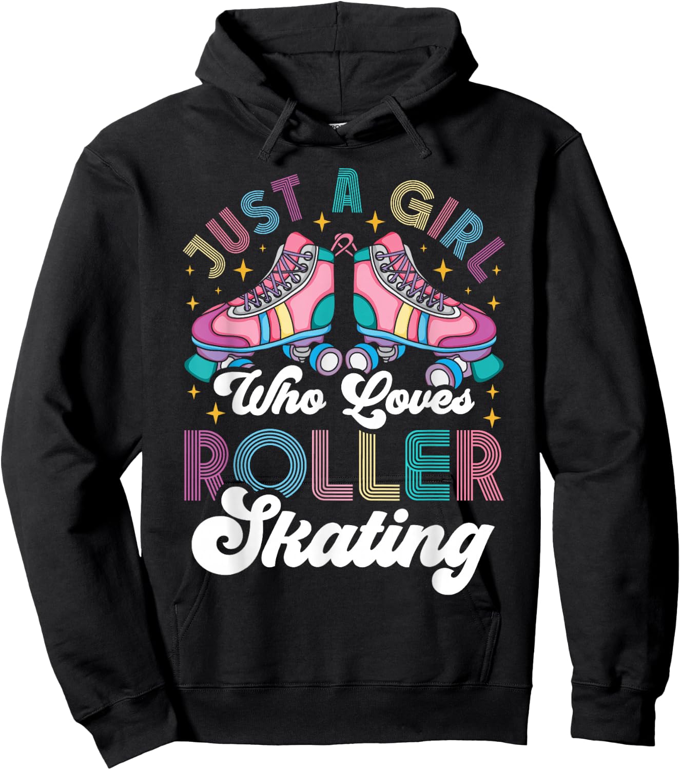 Cool Roller Skating Skate Girl 1970s Retro Just A Girl Who Hoodie - Hoodie | Black