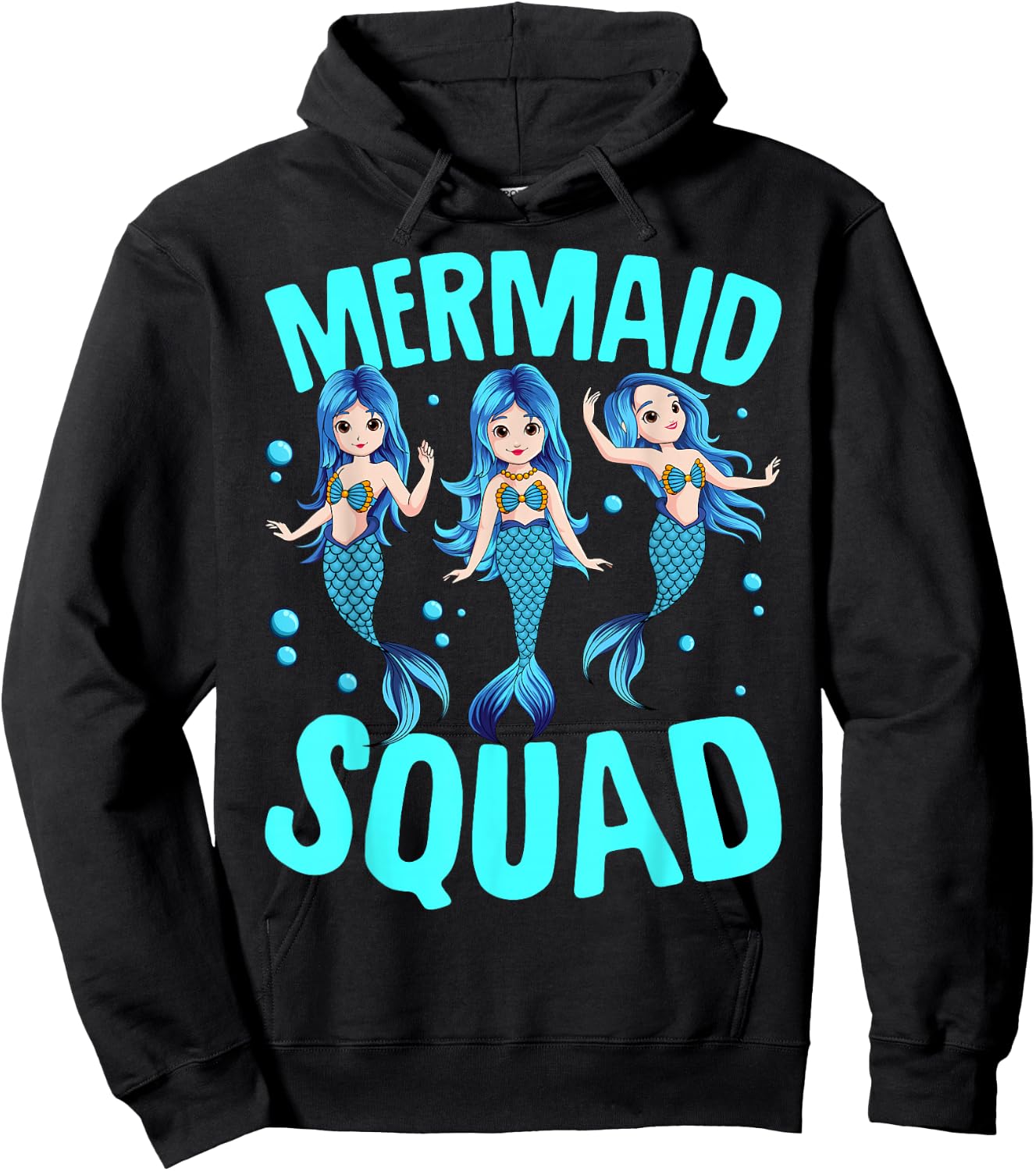 Mermaid Squad Birthday Matching Women Kids Hoodie - Hoodie | Black