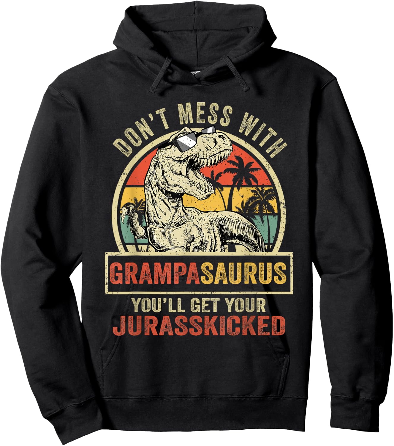 Dont Mess With Grampasaurus Youll Get Jurasskicked Vintage Hoodie - Hoodie | Black