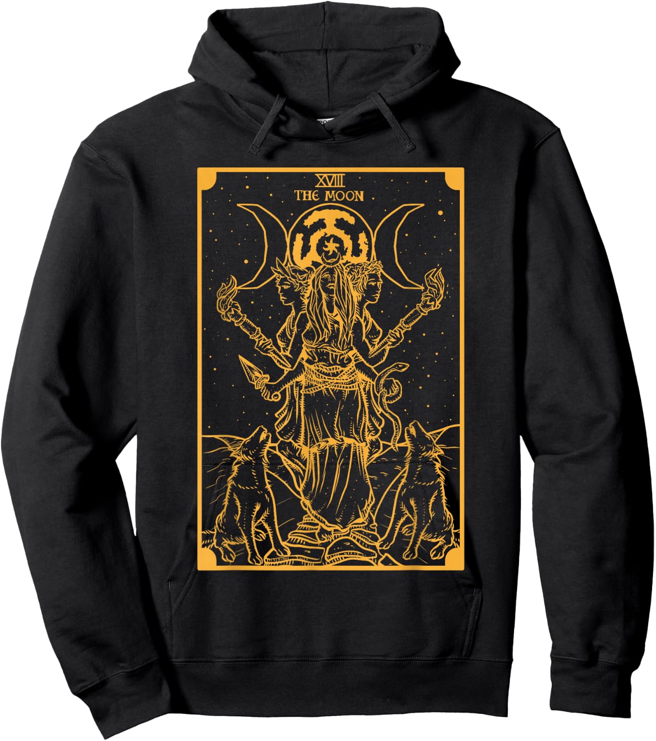 Gold Hecate Triple Moon Goddess Witch Hekate Tarot Card Gift Hoodie - Hoodie | Black