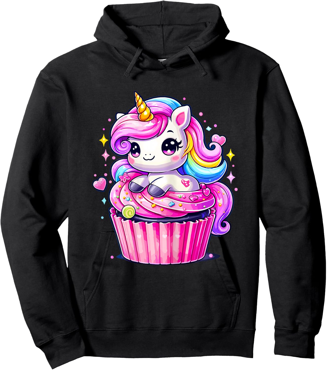 cute Unicorn Cupcake Unicorn Party Family Hoodie - Hoodie | Black