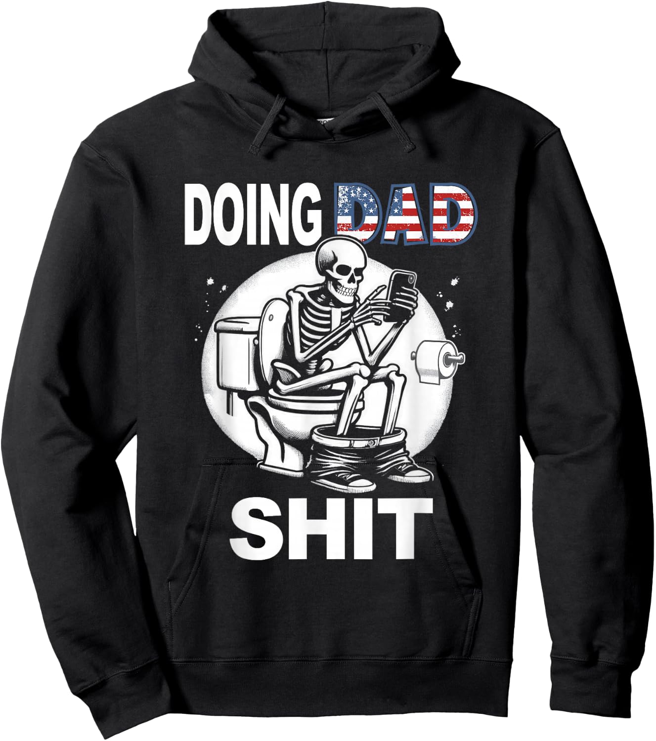 Doing Hot Dad Shit US Vintage Skeleton Hoodie - Hoodie | Black