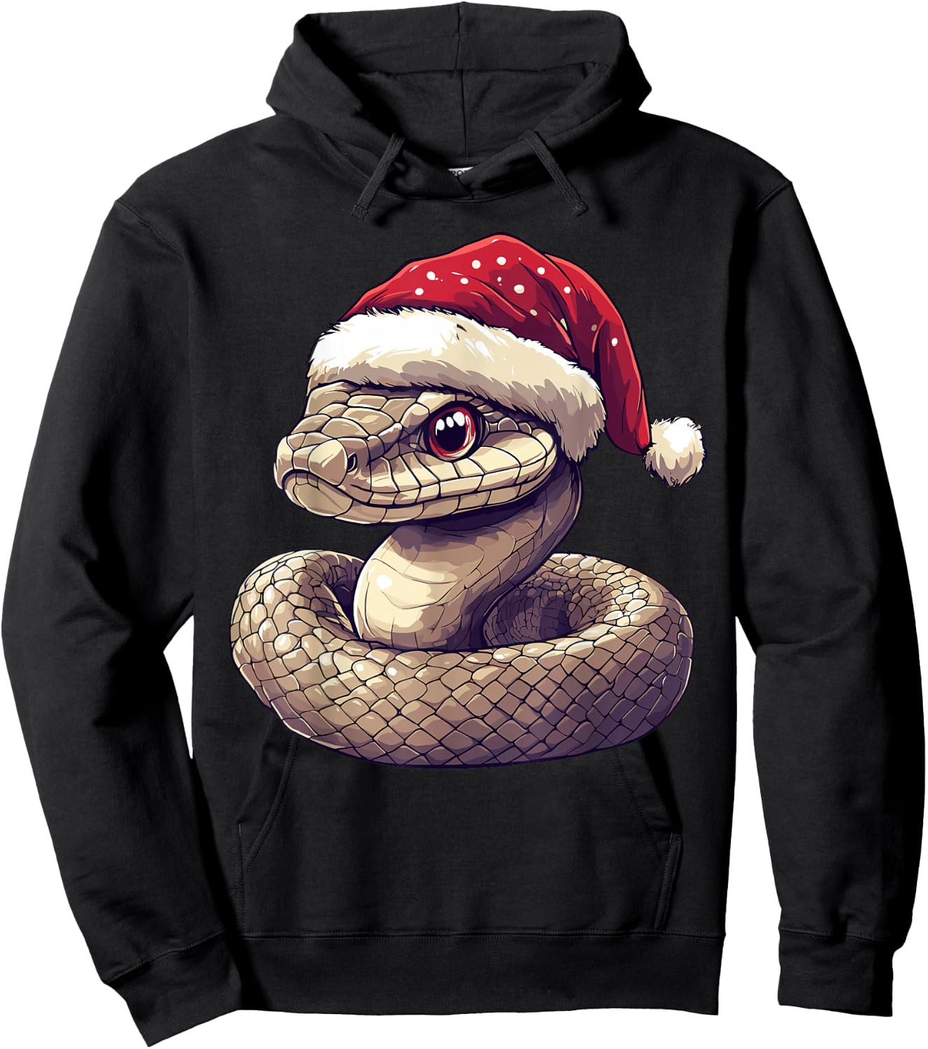 Funny Xmas Snake Lovers Christmas Pajama Snake Santa Hat Hoodie - Hoodie | Black