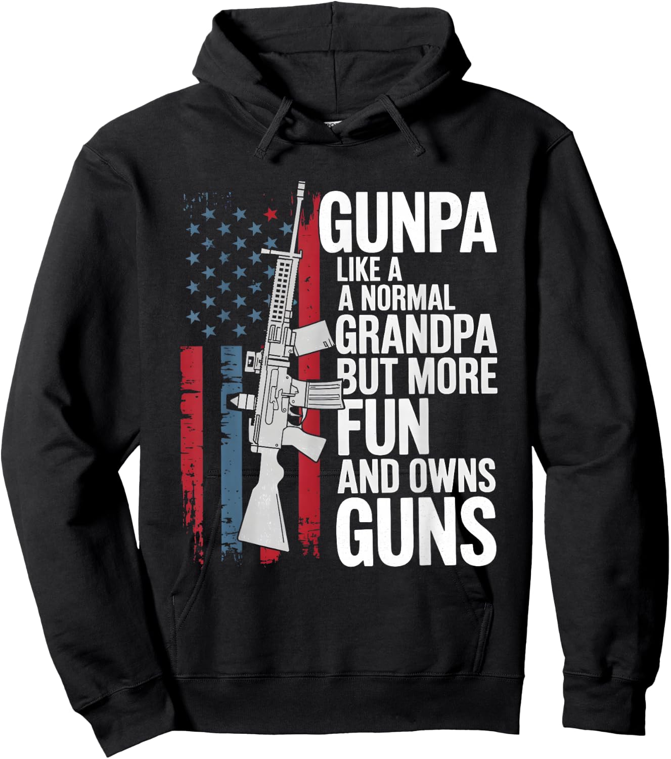 Adults Black Small Gunpa Like A Normal Grandpa But More Fun And Owns Guns Hoodie - Hoodie | Black