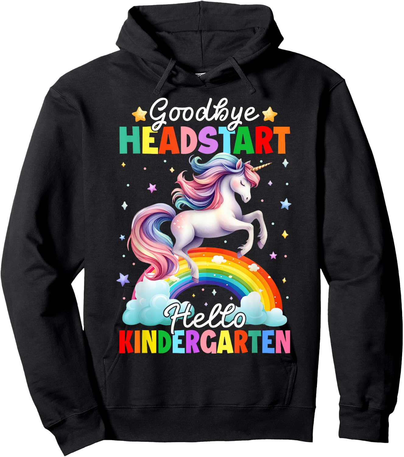 Kids Goodbye Headstart Hello Kindergarten Unicorn Graduation Hoodie - Hoodie | Black