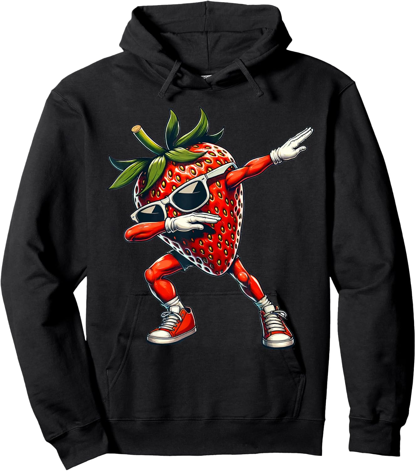 Dabbing Red Strawberry Funny Red Berry with Strawberry Hoodie - Hoodie | Black