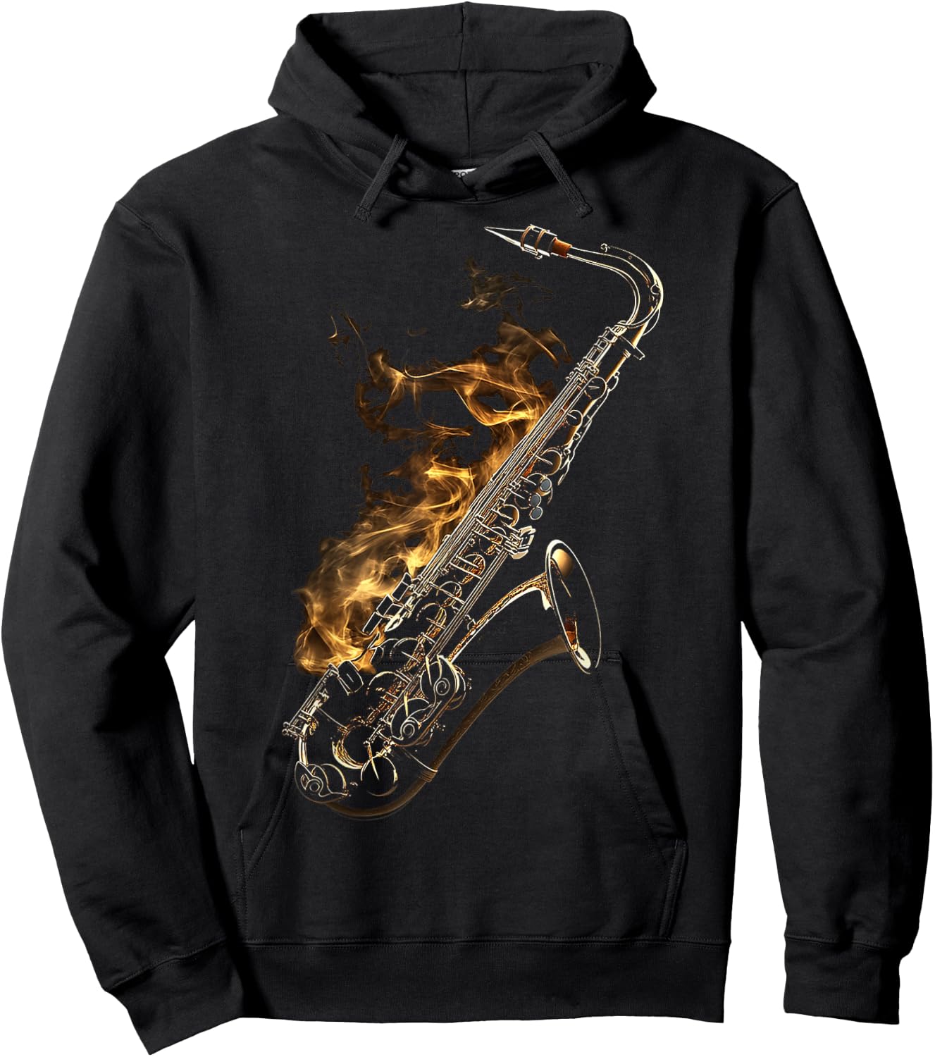 Saxophone Musical Instrument Illustration Saxophone , Black, S Hoodie - Hoodie | Black