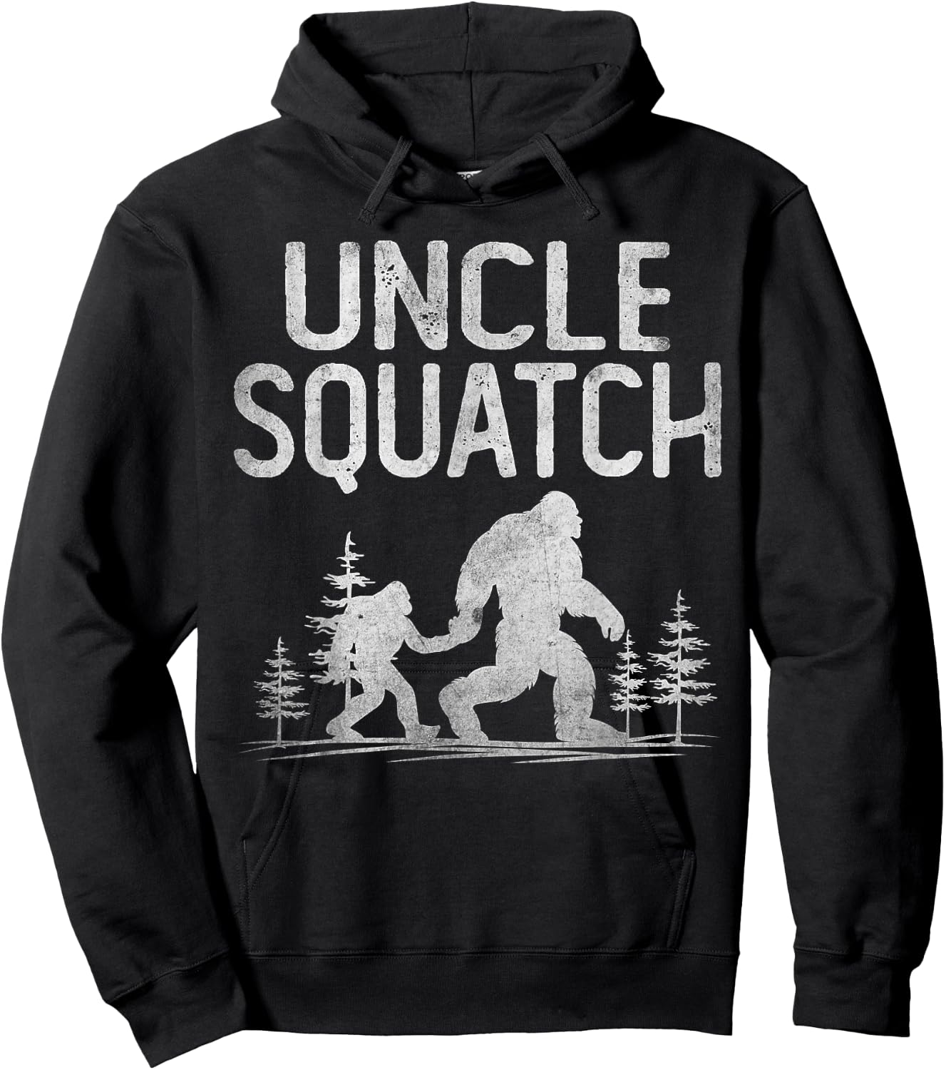 Uncle Squatch Funny Bigfoot Uncle Father's Day Hoodie - Hoodie | Black