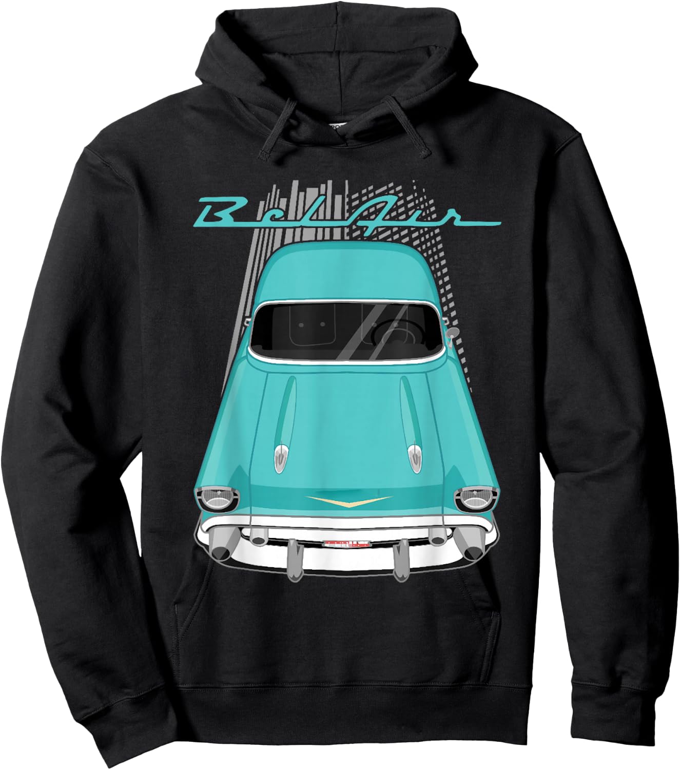 1957 55 56 57 Bel air Vintage Silhouette Classic Old Hot Rod Hoodie - Hoodie | Black