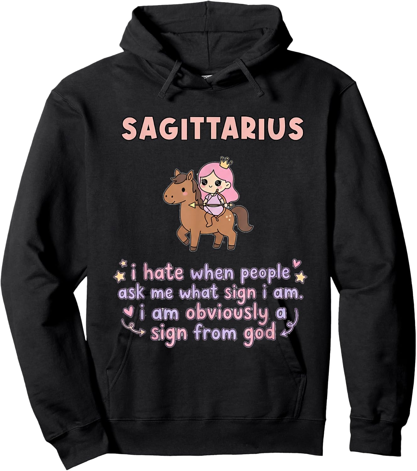 Sagittarius Zodiac Cute Archer Astrology Humor Design Hoodie - Hoodie | Black