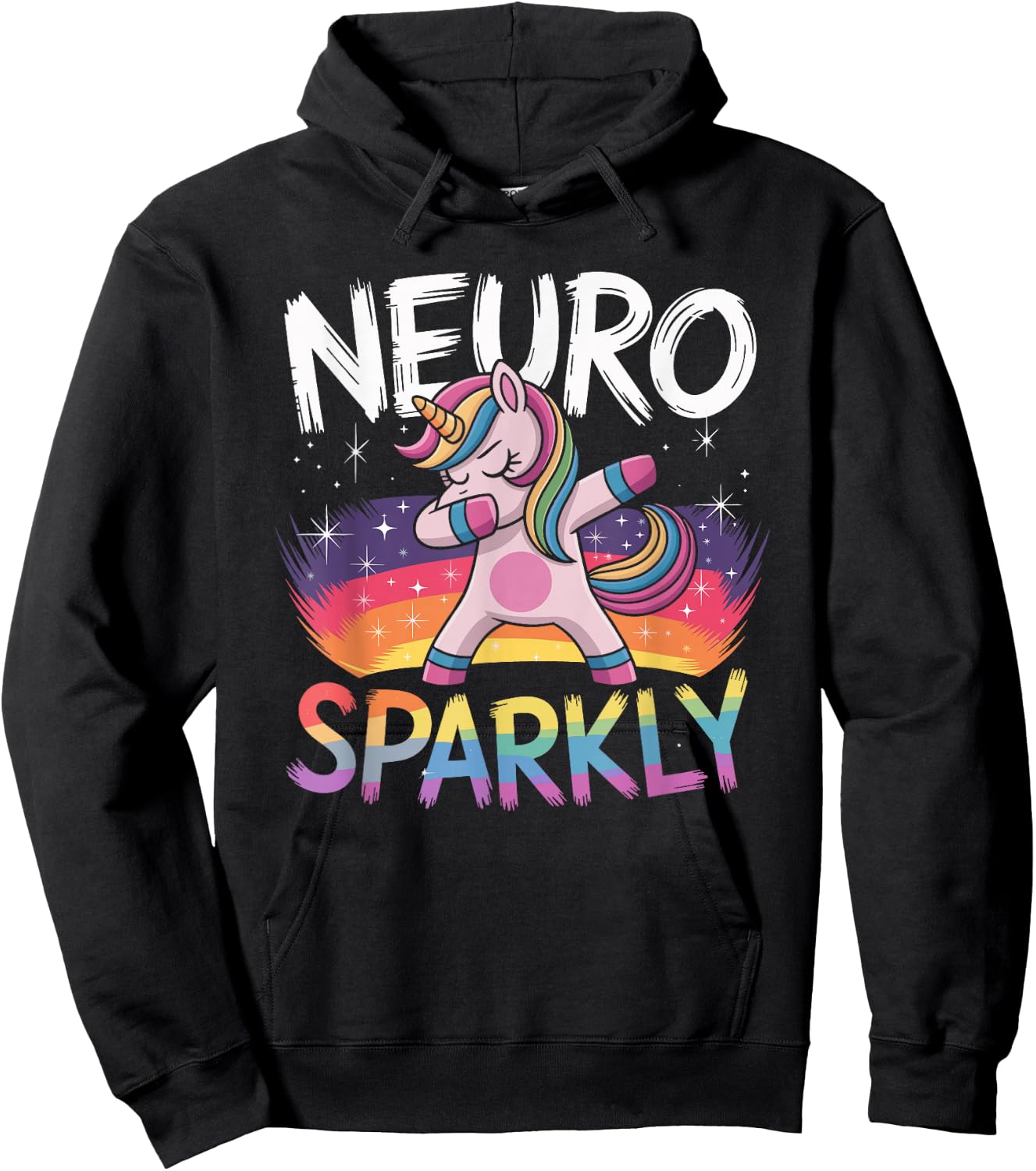 Neurodivergent Neurosparkly Neurodivergence Unicorn ADHD Hoodie - Hoodie | Black