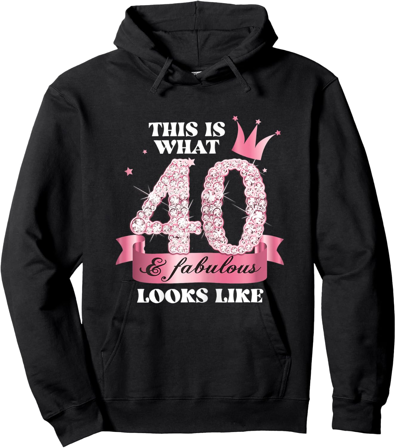 40 & Fabulous I Pink Black Party Group Photo Outfit Hoodie - Hoodie | Black