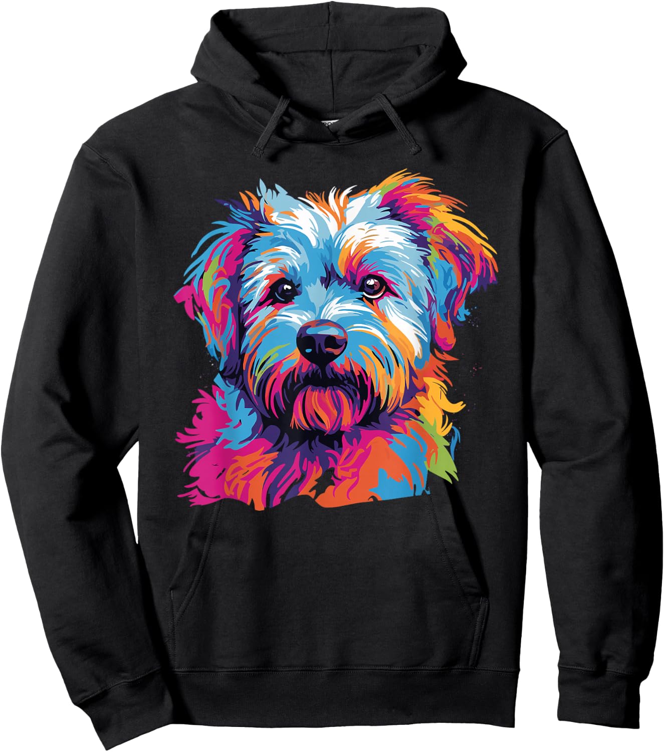 Watercolor Colorful Dandie Dinmont Terrier Dog Hoodie - Hoodie | Black