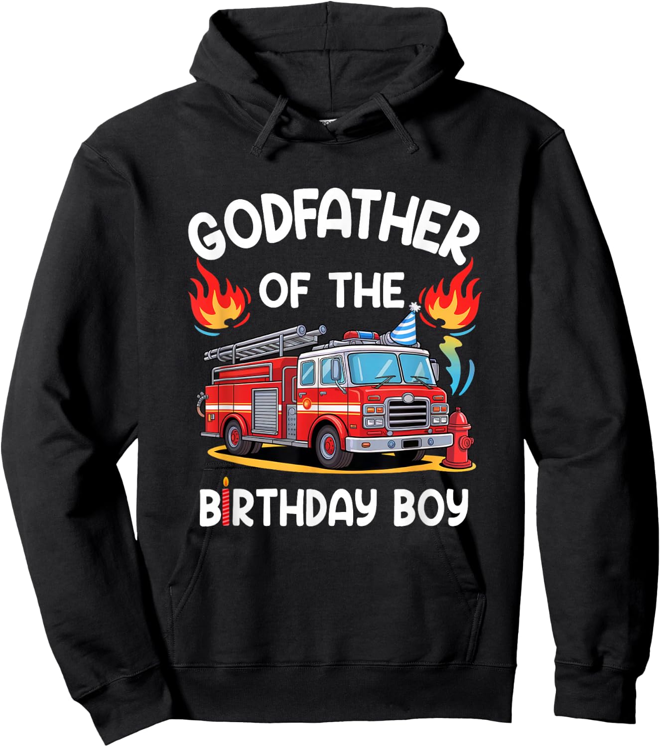 Godfather Of The Birthday Boy Fire Truck Firefighter 1St Hoodie - Hoodie | Black