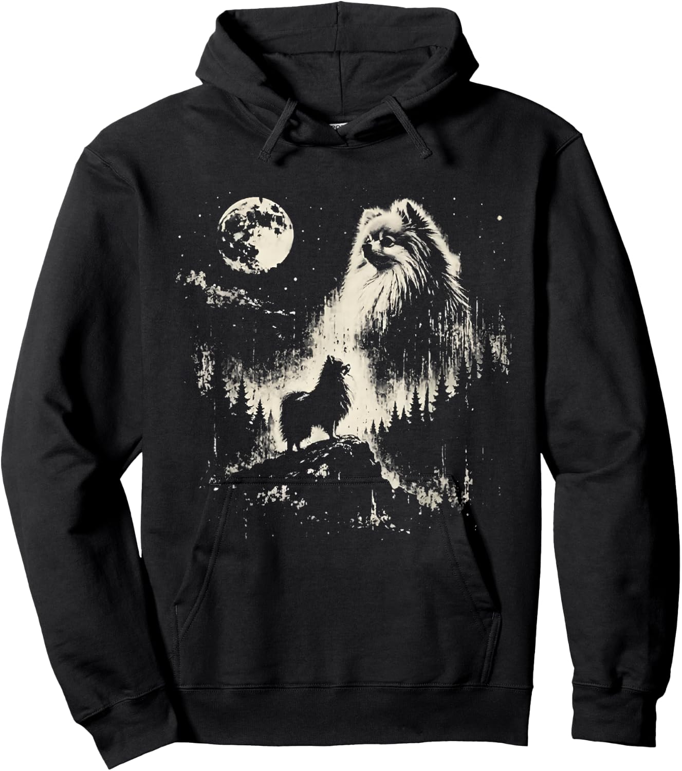Pomeranian Howling at the Moon Hoodie - Hoodie | Black