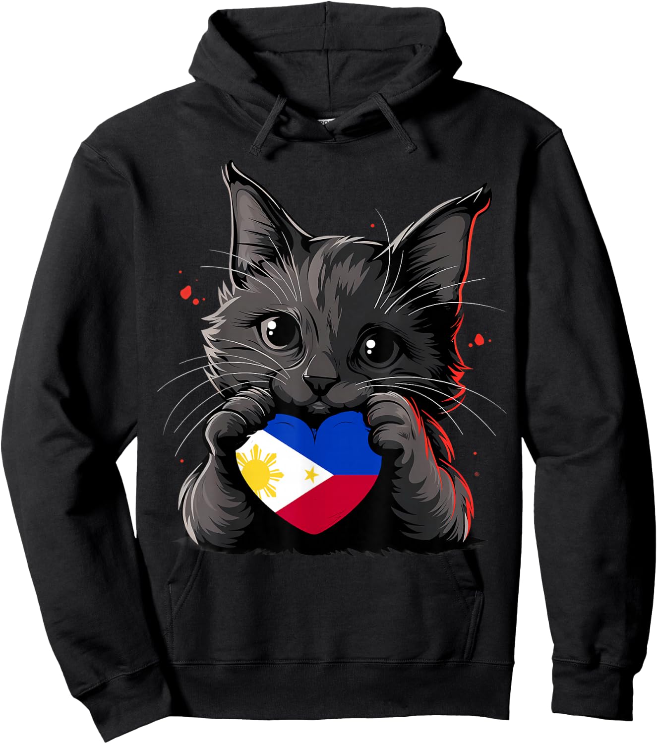 Philippines Flag Cat Pinoy Pilipinas Pride Filipino Roots Hoodie - Hoodie | Black