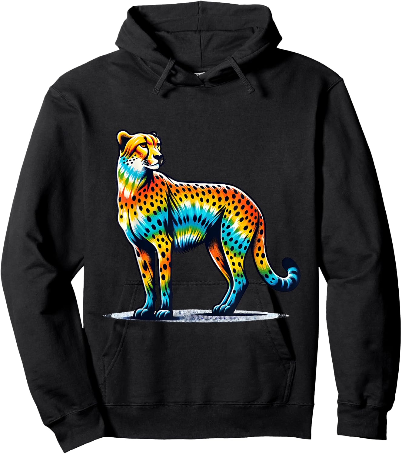Tie Dye Cheetah - Colorful Hippie Wildcat Design Hoodie - Hoodie | Black