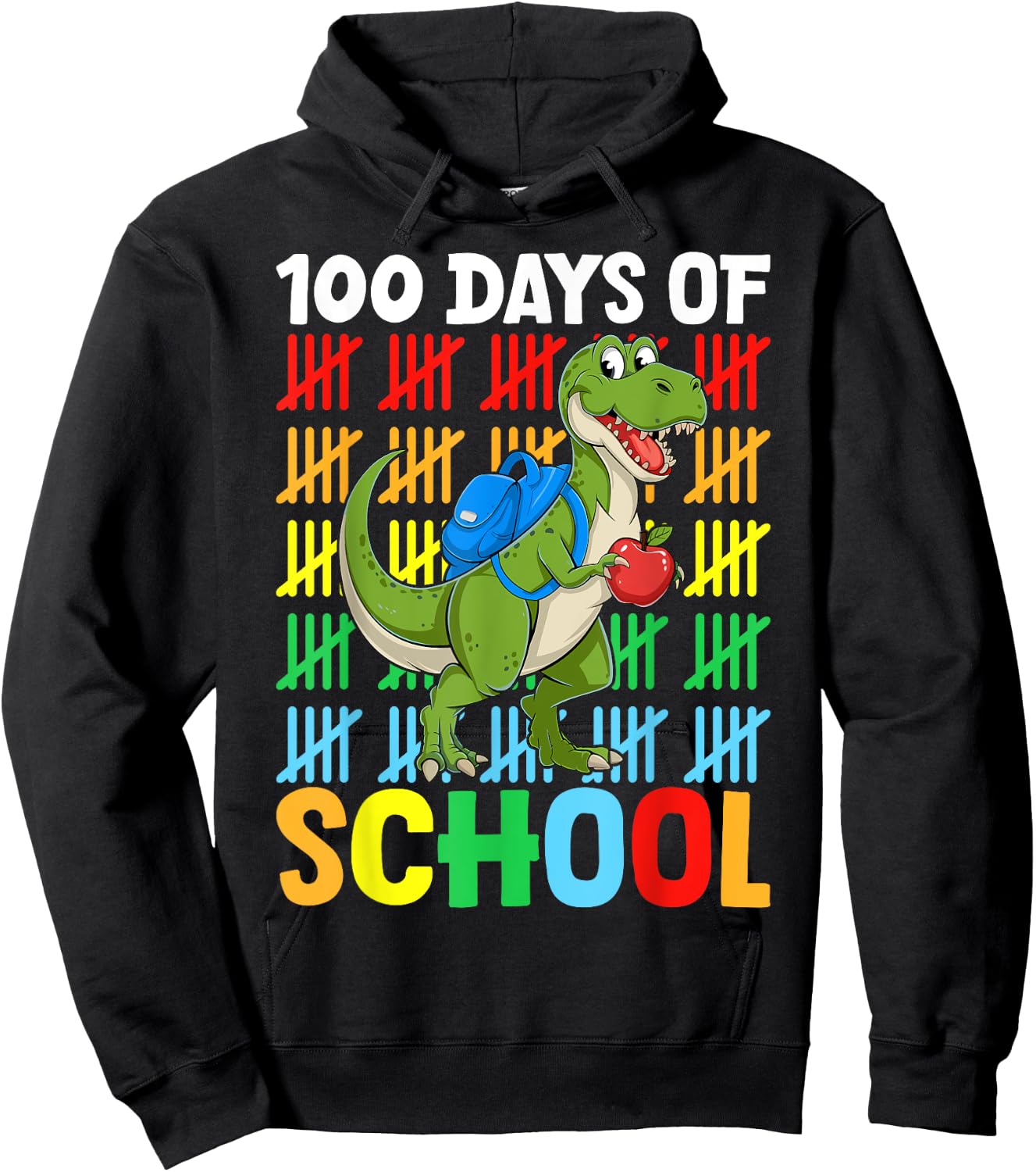 100 Days Of School Dinosaur Happy 100th Day of School Hoodie - Hoodie | Black